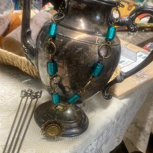 Grandmother’s Buttons Blue Glass Bead Necklace